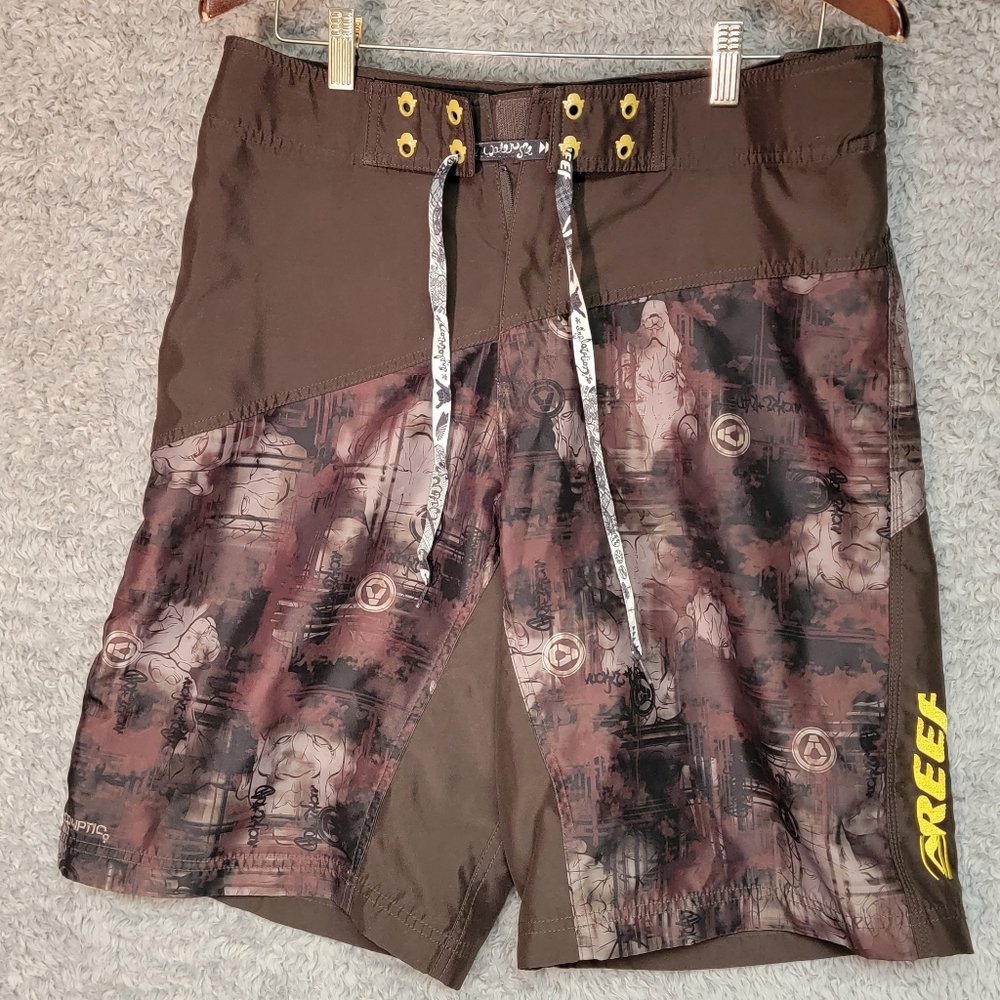REEF CRYPTIC Board Shorts Medium Mens  Brown